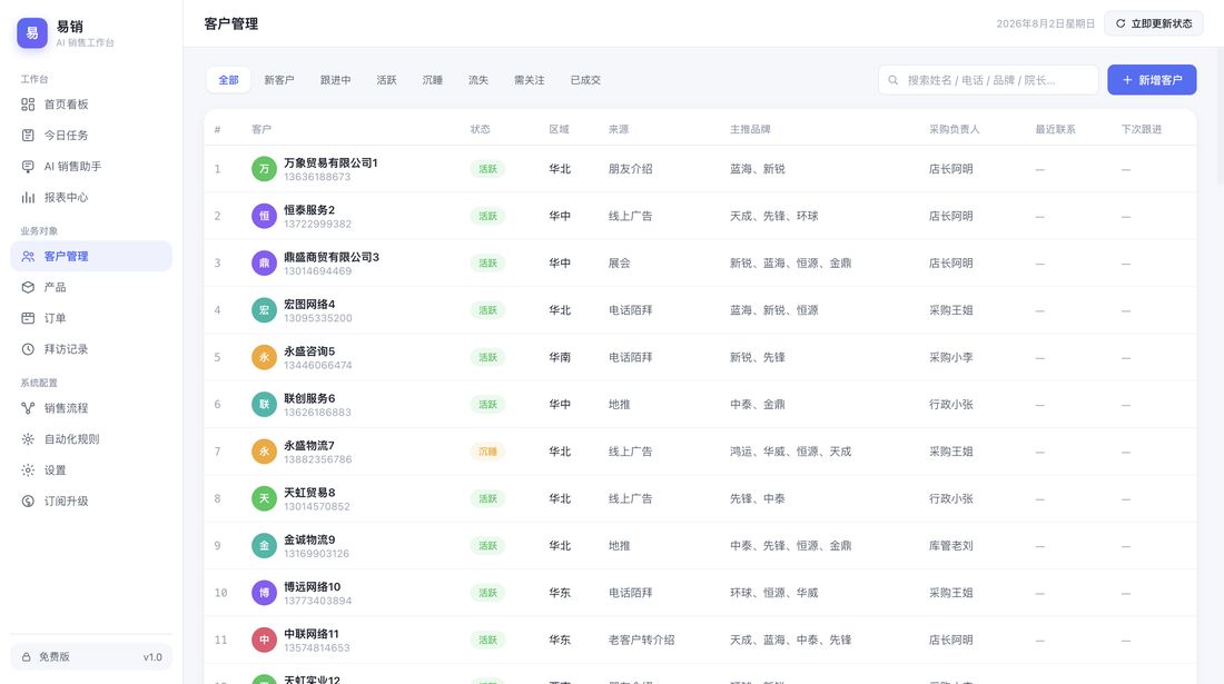 客户管理截图